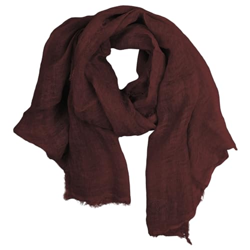 Écharpe rouge vin mélange foulard à franges grand format 90x190cm