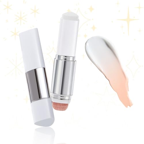 Color Changing Foundation Stick - White Foundation for Older Women Moisturizing Dewy Finish, Korean Foundation Stick with Detachable Brush, Primer for Face Before Makeup Even Skin Tone (Natural)