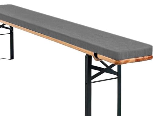 Yekuhe Bierbankauflage Gepolstert 220x25/170x25/180x30 für Bierzeltgarnitur Bankauflage Bankkissen Sitzbankkissen Abnehmbar Waschbar für Gartenbänke, Terrassen, Innenbänke(Grau,170x23x3cm)