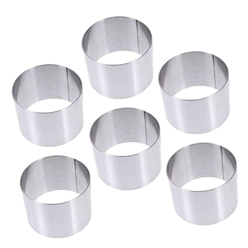 DECHOUS Round Art Baking Pan Set of 6 Stainless Steel Cake Molds Tart Rings Cookie Molds Mousse Ring Safe Reusable