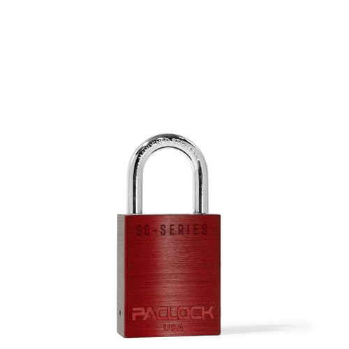 Image of PACLOCK's SR-90A Padlock, 1-3 /16 inch Tall Hard. Stainless Steel Shackle, High Security 6-Pin Cylinder, One Lock Keyed to a Number U-Pick! w / 2 Keys, Red