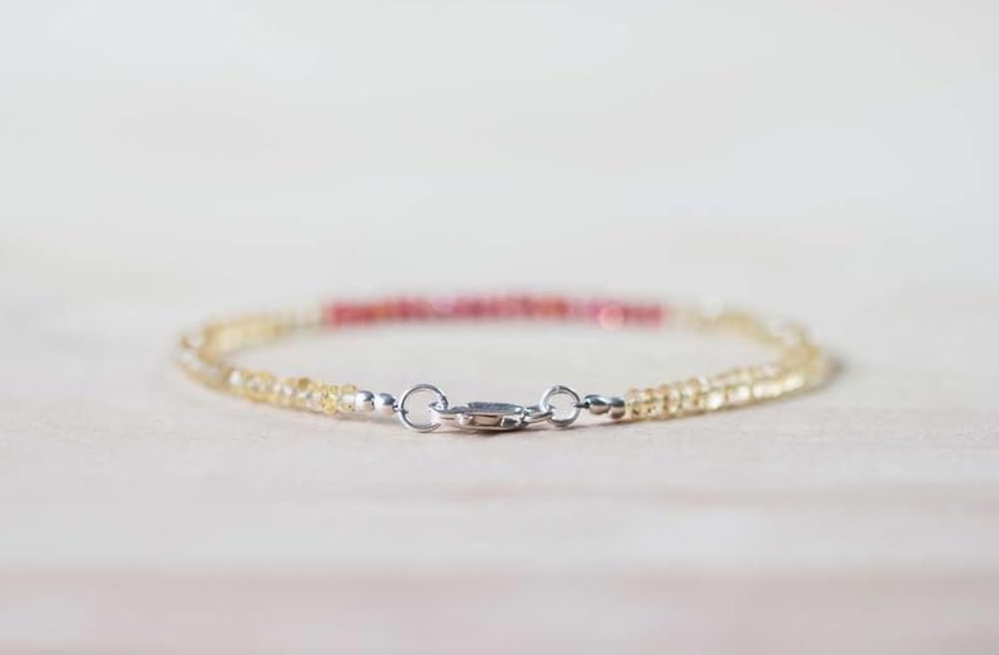 Padparadscha Sapphire & Citrine Bracelet, Unisex Adjustable Gift
