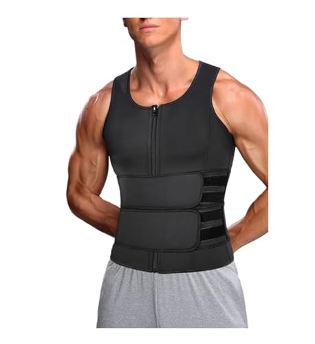 TOTIKI Faja Lumbar Faja Moldeadora De Cintura para Gimnasio, Fitness, Cinturón Doble, Chaleco De Sauna, Transpirable, Adelgazante, Soporte Abdominal Cinturón Apoyo Lumbar(Black,XL)