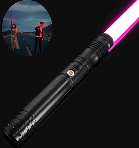 MAQRLT Light Sabers RGB 7 Colors Changeable Smooth Swing Force FX Light Sabers - Metal Hilt Light Saber with Sound Fonts Lightsaber for Adults Teens Costume Cosplay, Demon Slayer Sword