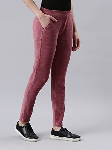 Image of GO COLORS Solid Corduroy Treggings for Women | Warmtech, Mid Rise, Side Pocket