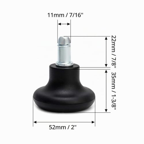 Miniatura 2 de Qwork- Ruedas Glide Para Silla De Oficina, Silla De Oficina Tope De Deslizadores, 11 Mm X 22 Mm, 50 Mm De Diámetro, 5 Piezas Ruedas Glide