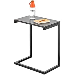 mDesign Modern Industrial Side Table - Minimalistic Accent Metal Tray and Desk Furniture Unit for Living Room, Dorm, Office, and Bedroom - Black