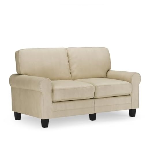 Serta Copenhagen 61" Loveseat - Pillowed Back Cushions and Rounded Arms, Durable Modern Upholstered Fabric - Tan