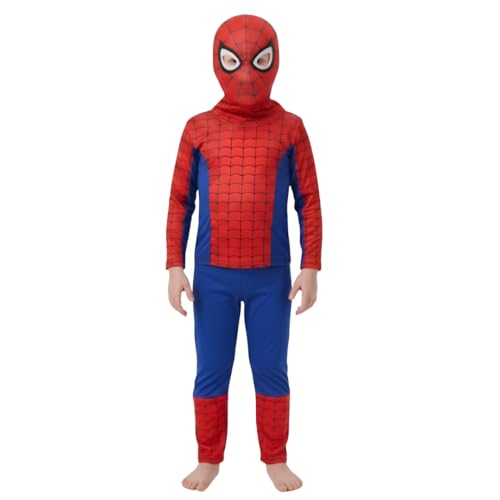 Image of ITSMYCOSTUME Superhero Costume for Kids Boys Girls | 3-Piece Fancy Dress Set with Mask | Full Sleeve T-Shirt & Track Pants | Birthday School Party Cosplay | Polyester Stretch Fit | 2-8 Years