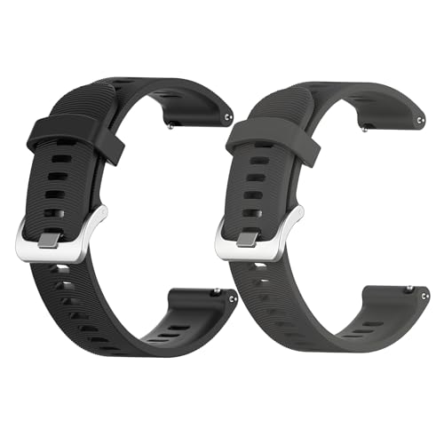Yerozhui 2pcs 20mm correa para garmin vivoactive 3, Brazalete deportivo de silicona de liberación rápida para garmin vivoactive 3/3 Music, Venu 2 Plus, Forerunner 245/645/55, Vivomove HR, Instinct 2S
