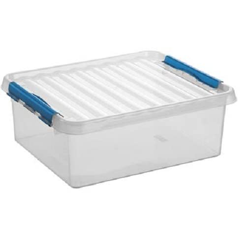 3 sztuki - SUNWARE Q-Line Box - 25 litrów - 500 x 400 x 180 mm - przezroczysty/niebieski