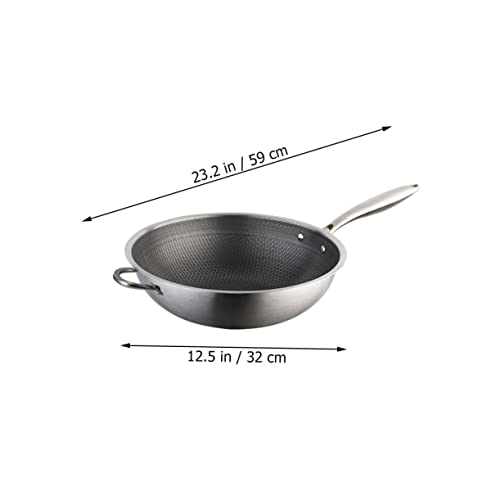 Wok de acero inoxidable con diseño de doble mango y fondo hexagonal miniatura 2