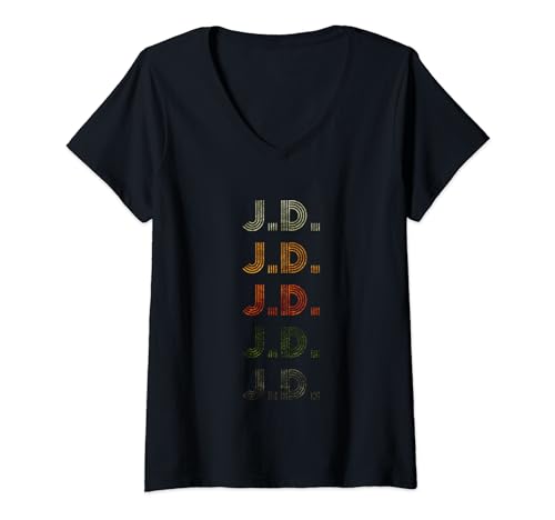 Womens Love Heart J.D. Tee Grunge Vintage Style Black J.D. V-Neck T-Shirt