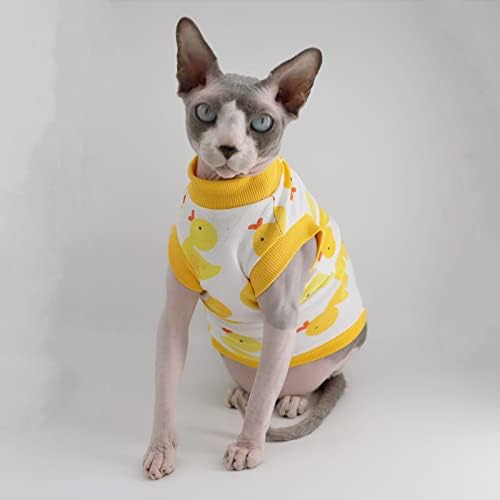 Sphynx Hairless Cat Cotton T-Shirts Cat Vest Pet Clothes Kitten Shirts - 2