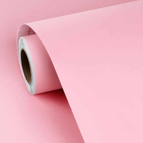FunStick Papier peint rose mignon pelable étanche, rose clair, 40cm x 2m