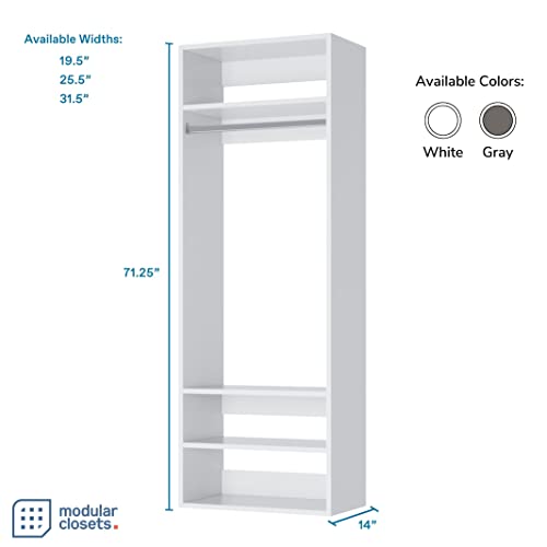 Hanging Closet Unit With Shelves - Modular Closet System For Hanging - Corner Closet System - Closet Organizers And Storage Shelves (White, 31.5 Inches Wide) Closet Shelves #TOP3
