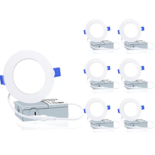 4 Inch Led Recessed Lights Fixtures With Junction Box 5000K Ultra-Thin Recessed Lighting, Canless Ceiling Daylight Retrofit 6Pack 9W Downlight, 750Lm Brightness Dimmable, Etl And Energy Star Certified #TOP7