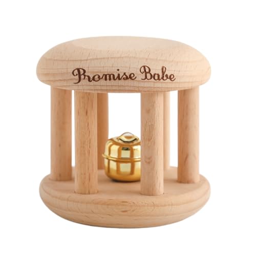 Image of Promise Babe Infant Gym Organic Wooden Rattle Wooden Bells Rattles Nursing Shower Gifts Waldorf Toys