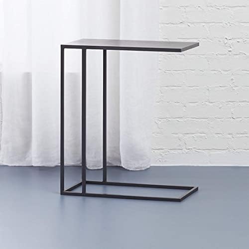 INDIAN DECOR 48391 Metal C Side Table, Side Table for Couch and Bed, Rustic C Shaped Couch Table for Living Room Bedroom - Black