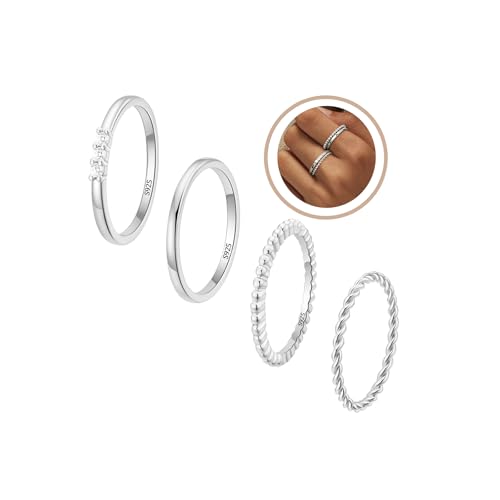 WEDDINEN S925 Sterling Silver Rings for Women Non Tarnish,Dainty Stackable Thumb rings for Women,Silver Band Waterproof Rings,Womens Rings size 7