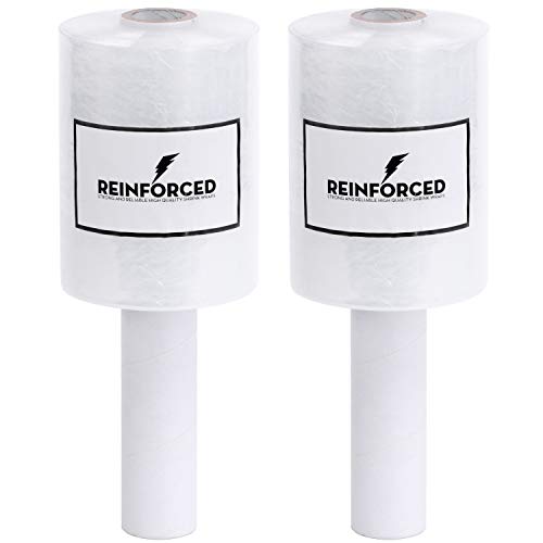 Reinforced Ultra Strong Shrink Wrap Rolls with Handle | Mini Plastic Stretch Film for Wrapping Boxes & Furnitures | Industrial Grade Moving & Packing Supplies | Set of 2-80 Gauge, 5? x 1000 ft