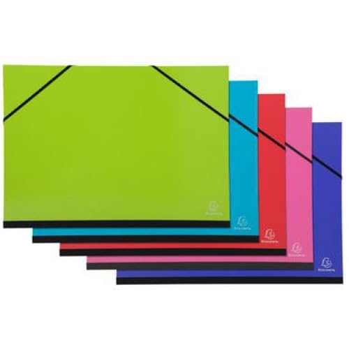 EXACOMPTA Lot de 5 Cartons à dessins avec élastiques IDERAMA A3 Assortis