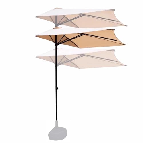 Ombrellone da Giardino a Mezzo palo con 5 Stecche in acciaio, Ombrellone da Tavolo 250×130 cm per Balcone/Patio/Mercato, altezza regolabile, parasole per esterni (cachi)