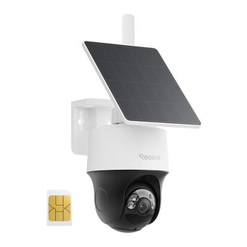 REOLINK 2K 4G LTE Cellular Security Camera Wireless Outdoor, 360° Pan-Tilt & Auto Tacking, No WiFi Solar Powered, Color Night Vision, Smart AI Detection, Sim Card Included, Go PT S Lite+Solar Panel
