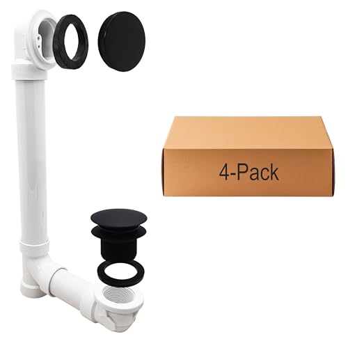 Westbrass 493244H-62 14" Sch. 40 PVC Bath Waste & Overflow Assembly with Illusionary Faceplate and Tip-Toe Drain Plug, Polished Nickel (4-Pack)