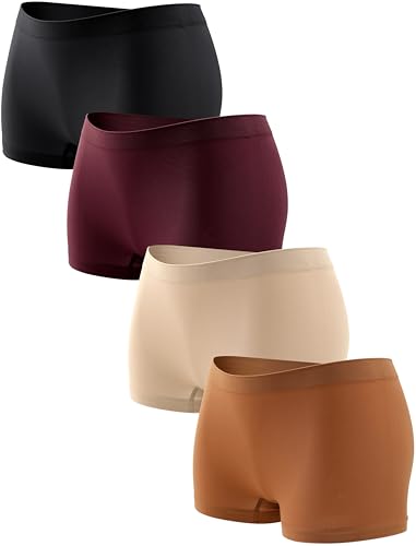 Image of ALL OF SHE Boy Shorts Underwear for Women Full Coverage Boxer Briefs Soft Seamless Panties Lingerie Under Dress Booty Shorts