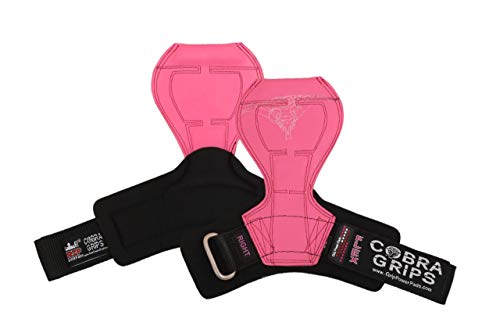2018 Cobra Grips Flex Model Weight Lifting Gloves Heavy Duty Straps Alternative Power Lifting Hooks Best for Deadlifts with Padded Wrist Wrap Support Bodybuilding (Medium Pink Rubber)