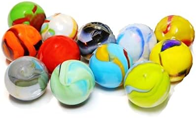 Set of 12 Glass Shooter Marbles - Size: 7/8-inch (22mm) - Marble Games for Kids and Adults - Fun Colored Marbles for Games, Decorations, Centerpieces - Bulk Marbles