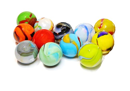 Set Of 12 Glass Shooter Marbles - Size: 7/8-Inch (22Mm) - Marble Games For Kids And Adults - Fun Colored Marbles For Games, Decorations, Centerpieces - Bulk Marbles #TOP2