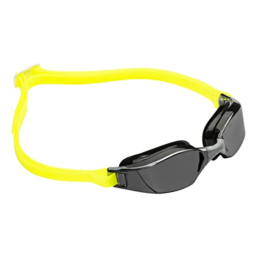 Aqua Sphere Xceed Adult Swim Goggles - Curved Lens Technology, Adjustable Nose Bridge - Ideal Partner For Performance Swimmers | Unisex Adult, Smoke Lens, Black/Yellow Frame, One Size (Ep3030107Ld) #TOP2