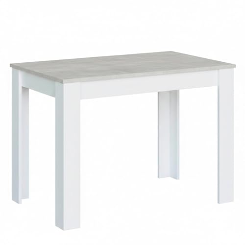 Arreditaly Tavolo Da Pranzo 4 Posti Fisso Stile Nordico Moderno Minimal Tavolino Per Cucina Sala Da Pranzo Soggiorno Zona Living 108.5 x 67 x 78 Cm (Bianco e Grigio Cemento)