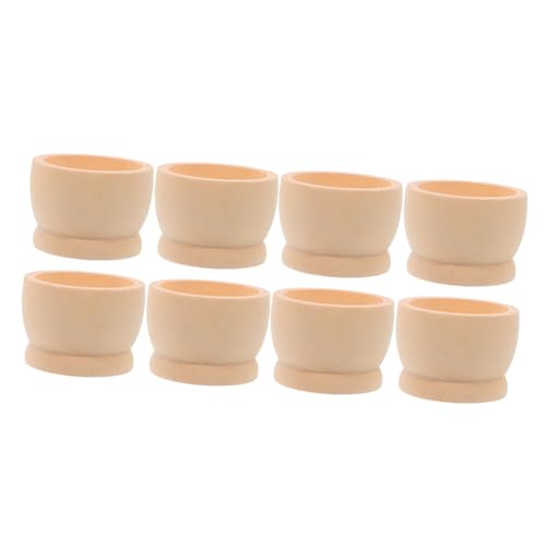 SUPVOX 8pcs Wooden Egg Holder Stand Display Unfinished Egg Cup Holder Wine Glass Shape Serving Stand for DIY Decor Perfect for Kitchen