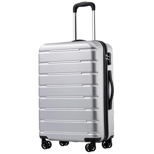 Coolife Luggage Suitcase Carry-on Spinner TSA Lock USB Port Expandable (only 28’’) Lightweight Hardside Luggage (Ice Blue, L(28in)) L(28in) Ice Blue