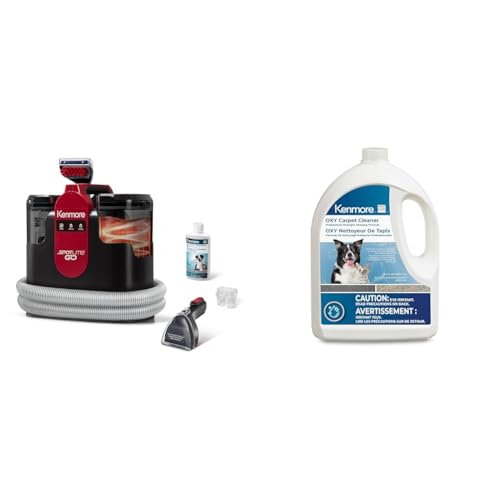 Image of Kenmore KW1050.01 Upgrade Portable Heated Carpet & Upholstery Spot Cleaner + Kenmore KS1030 OXY Carpet Cleaner Professional Cleaning Formula, 64 oz