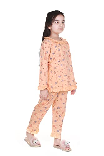 Image of Baby Girls Floral Print Hosiery Cotton Top & Pyjama Set