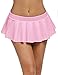 Avidlove Women Sexy Role Play Pleated Mini Skirt Ruffle Micro Skirt for Schoolgirl Pink S