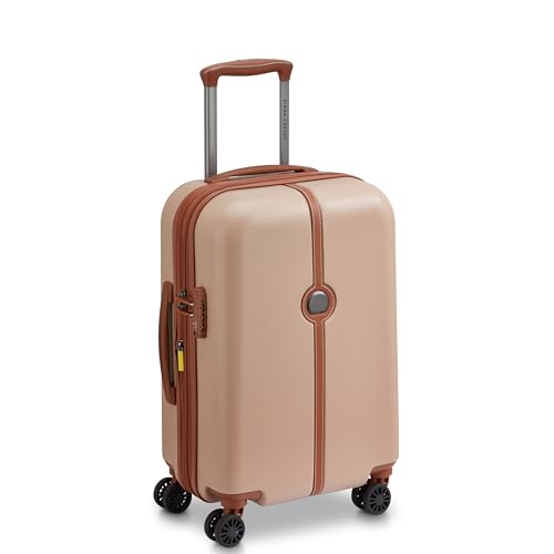 Image of DELSEY PARIS Lucette 55 cms Small Cabin ABS /Polycarbonate Hard Sided 8 Wheels and Expandable Spinner Suitcase /Trolley Bag for Travel with TSA Lock- Sand