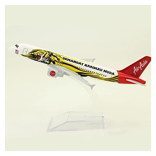 Modelo de avión Airbus A320 AirAsia a escala en miniatura 1:400 pintura Tigre coleccionable de 16cm