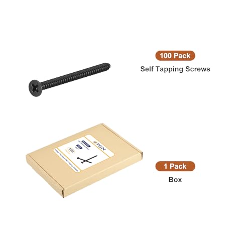 Image of DTGN 100Pcs #6x2 inch Flat Head Wood Screws, 304 Stainless Steel Phillips Self Tapping Screws - Good for Woodworking, Furniture - Black