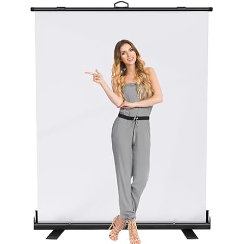 White Screen Backdrop 200x150cm, WASJOYE Professional Collapsible Pull Up Chromakey Panel Auto-Locking Wrinkle-Resistant Photography Background Cover