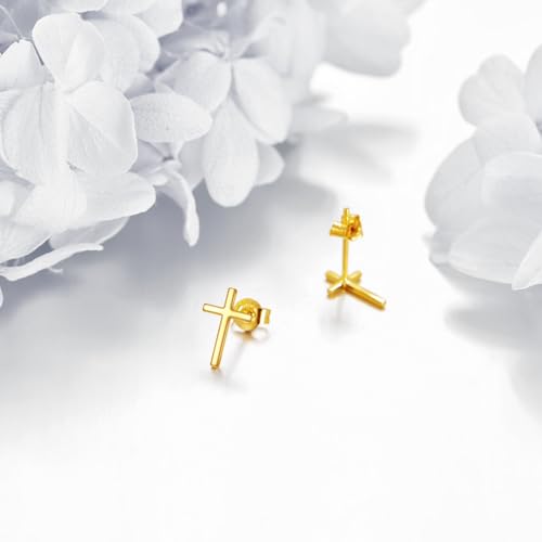KECHO 14k Solid Gold Cross Earrings for Women Religious Stud Earrings Christian Jewelry Birthday Mothers Day Christmas Gifts for Mom Wife3