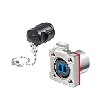 PSQQPDMEK BD24 Fiber Optic Industrial Connector IP68 Metal Aviation Plug Room Network LC Docking(Four Hole Metal Female Base)