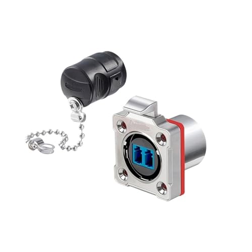 PSQQPDMEK BD24 Fiber Optic Industrial Connector IP68 Metal Aviation Plug Room Network LC Docking(Four Hole Metal Female Base)