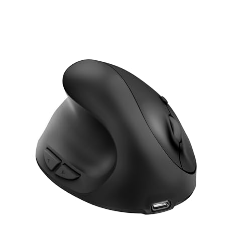 Left Handed Ergonomic Mouse Jiggler,Vertical Wireless & Rechargeable,2.4G USB Carpal Tunnel Lefty Mice with Undetectable Random Movement Keeps PC Laptop Awake-Black - image 1