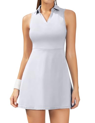 Image of Fengbay Tennis Dress for Women,Golf Dresses with Built in Shorts with 4 Pockets for Sleeveless Athletic Workout Dress