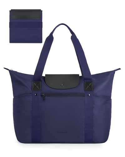 Image of BAGSMART Foldable Tote Bag with Compartments and Zipper for Women's Travel
